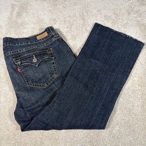Levis 542 Flare Blue Jeans Womens 22M (FITS 40 X 28) Flap Pocket CUT HEMS‎ Denim